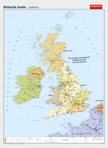 Preview: Britische Inseln als politische Schulwandkarte