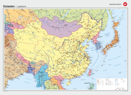 Preview: Politische Schulwandkarte von Ostasien