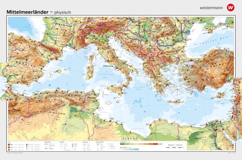 Physische Karte der Mittelmeerländer