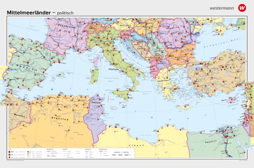 Preview: Politische Karte der Mittelmeerländer