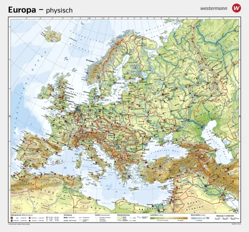 Physische Europa Schulkarte
