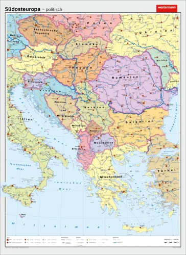 Politische Landkarte von Südosteuropa