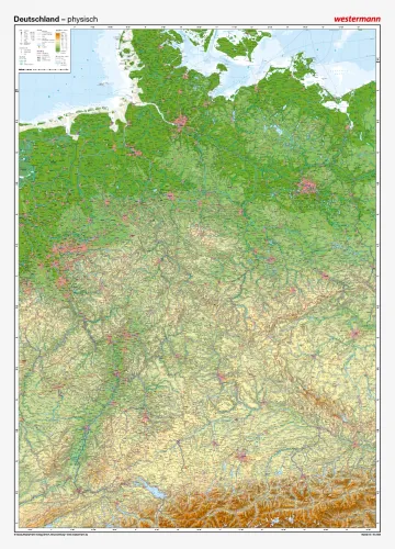 Riesenposter von Deutschland als physische Karte