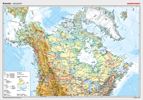 Physische Landkarte von Kanada