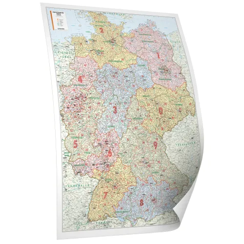 Gesamtansicht der Postleitzahlenkarte von Deutschland (Landkartenansicht)