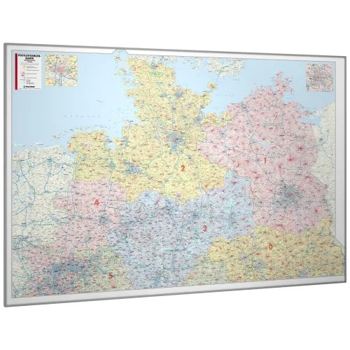 Die Norddeutschland PLZ-Karte PLZ 5-stellig (150x105) gerahmt