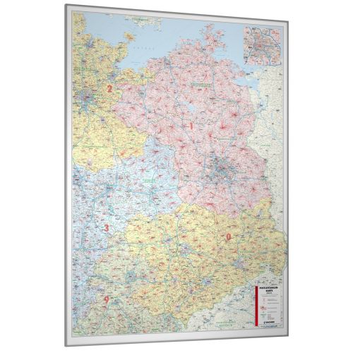 Die Postleitzahlenkarte Deutschland Nordost 111x154 cm mit Rahmen