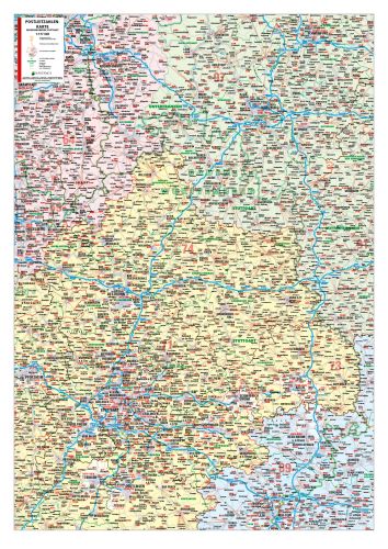 Die Postleitzahlenkarte Regierungsbezirk Stuttgart 84x119cm in 4 Varianten 