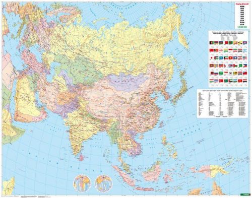 Die politische Landkarte Asien 154x120cm in 4 Varianten.