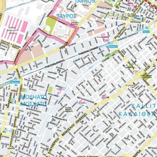 Der Stadtplan Athen Poster Papierkarte im Detail