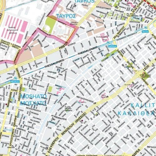 Der Stadtplan Athen Poster Papierkarte im Detail