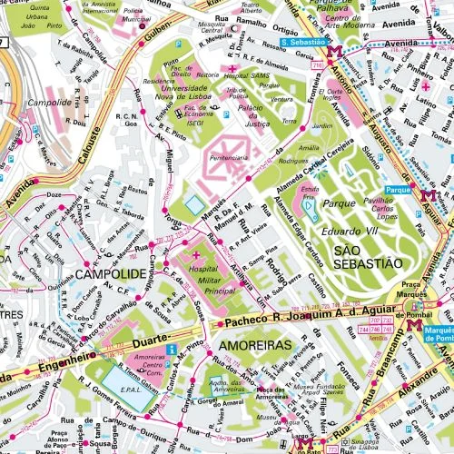 Der Stadtplan Lissabon Poster Papierkarte im Detail