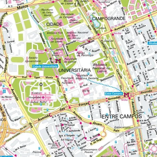 Der Stadtplan Lissabon Poster Papierkarte Detailansicht