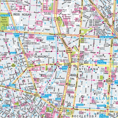 Der Stadtplan Madrid Poster Papierkarte Detailansicht