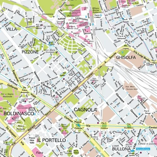Der Stadtplan Mailand Poster Papierkarte Detailansicht