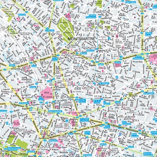Der Stadtplan Paris Poster Papierkarte Detailansicht