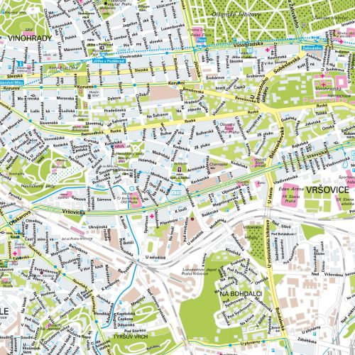 Der Stadtplan Prag Papierkarte Detailansicht