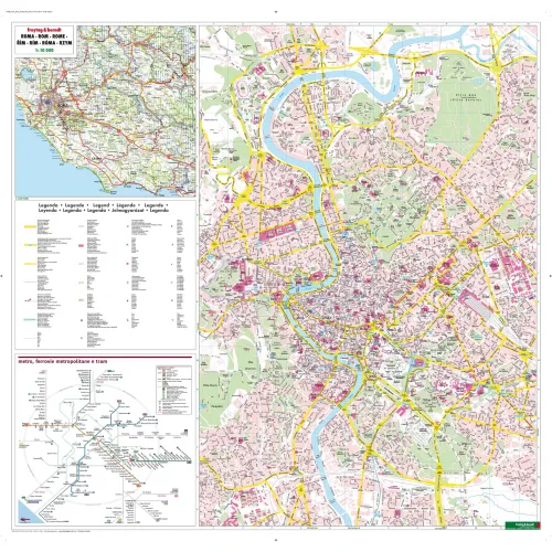 Der Stadtplan Rom 93x90 cm in 4 Varianten 