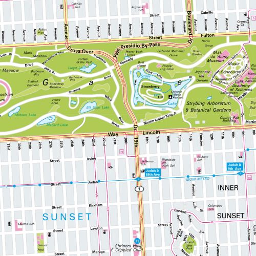 Der Stadtplan San Francisco Papierkarte Detailansicht