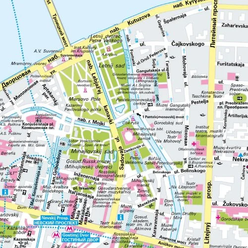 Der Stadtplan Sankt Petersburg Papierkarte Detailansicht