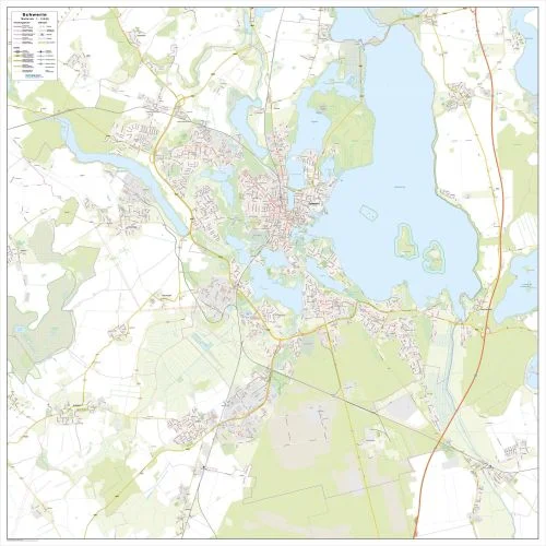 Der Stadtplan Schwerin 125x125cm in 4 Varianten 