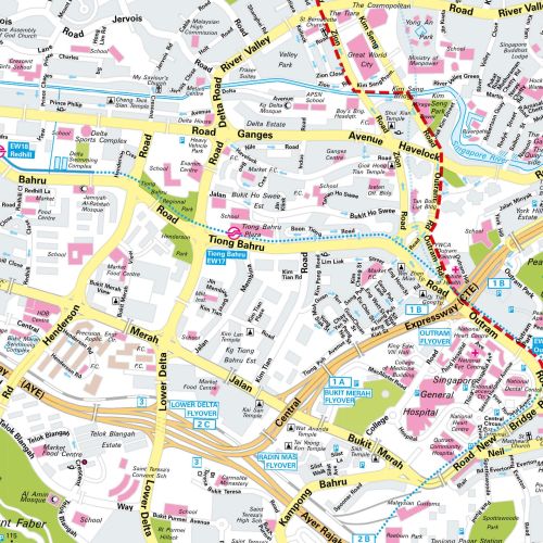 Der Stadtplan Singapur Papierkarte im Detail