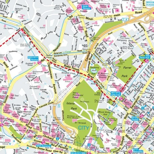 Der Stadtplan Singapur Papierkarte Detailansicht