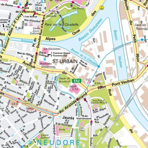 Der Stadtplan Straßburg Papierkarte im Detail