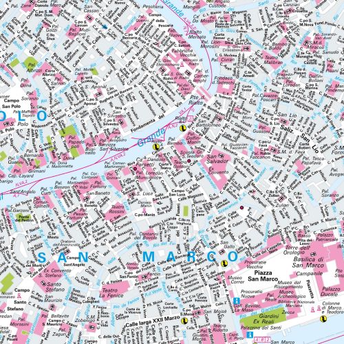 Der Stadtplan Venedig Papierkarte Detailansicht
