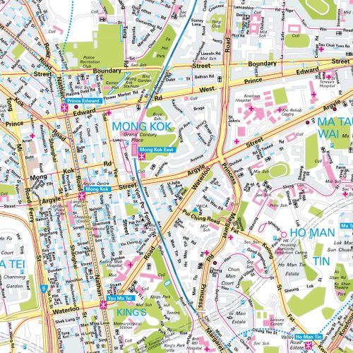Der Stadtplan Honkong Poster Papierkarte Detailansicht