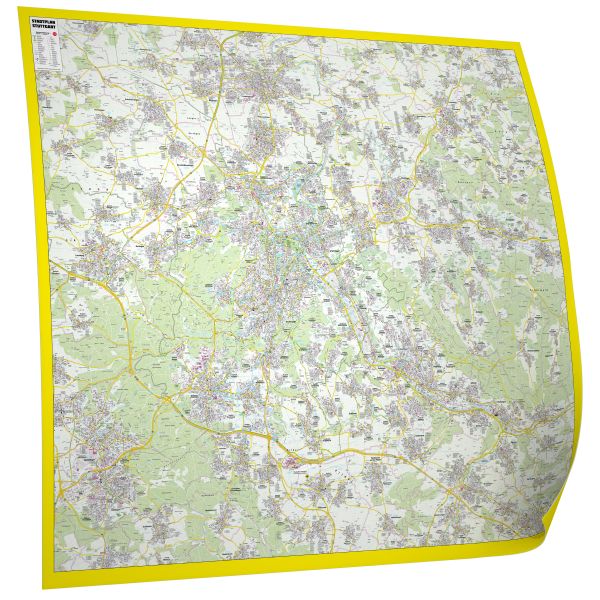 Die Hauptstadt von Baden-Württemberg Stuttgart als Stadtplan.