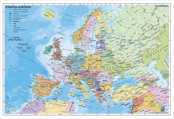 Politische Landkarte von Europa