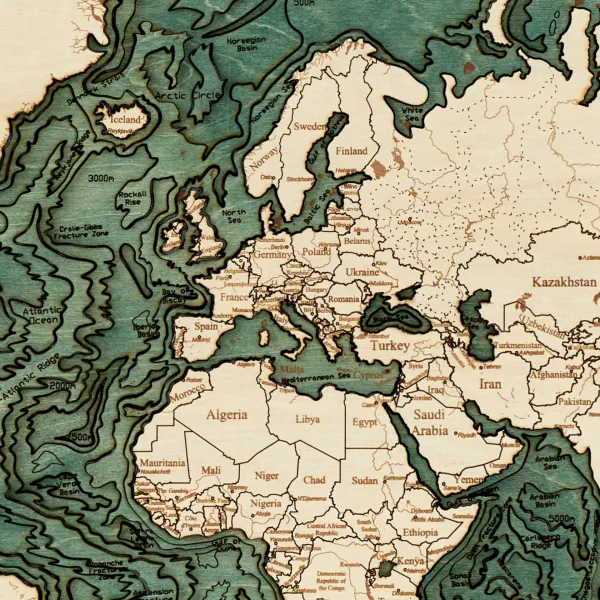 3D Weltkarte - Europa in der Übersicht