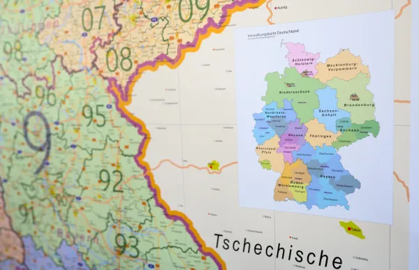 Verwaltungskarte als Detailkarte auf der PLZ Karte