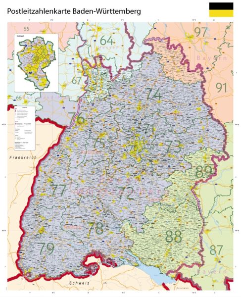 Postleitzahlenkarte von Baden-Württemberg