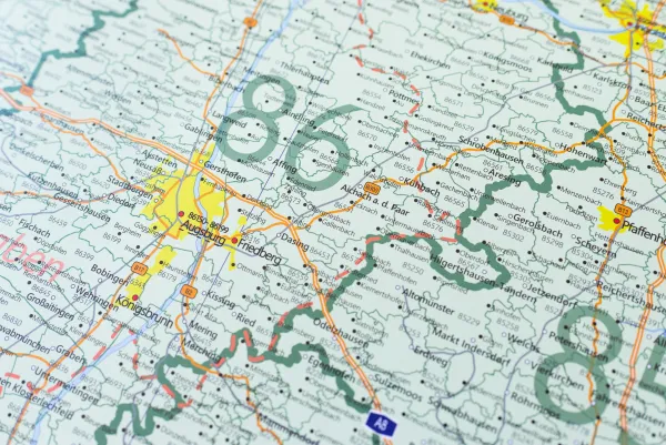 Postleitzahlenregion 86 im Detail