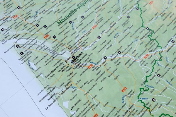 Detailansicht der Region Bordeux