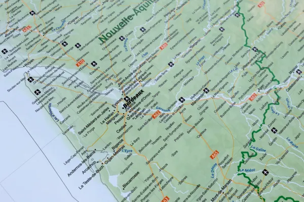 Detailansicht der Region Bordeux