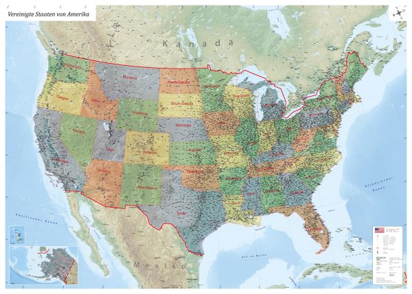 Gesamtansicht der USA Landkarte