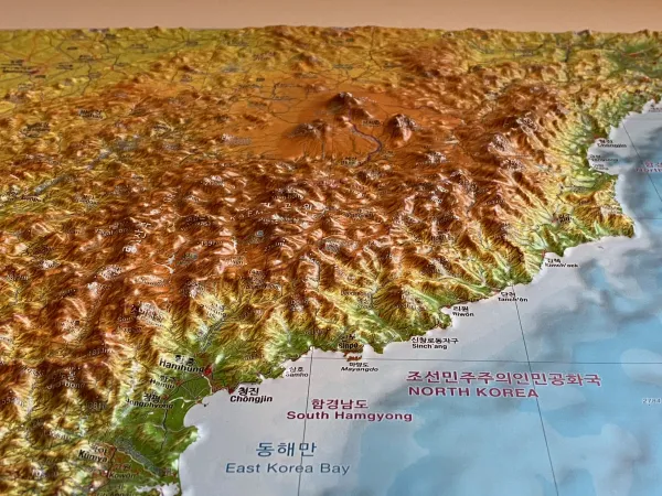 Detailansicht der Reliefkarte von Korea