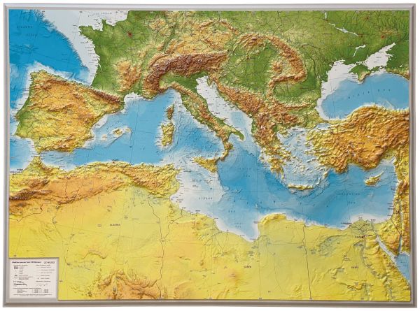 3D Reliefkarte vom Mittelmeerraum