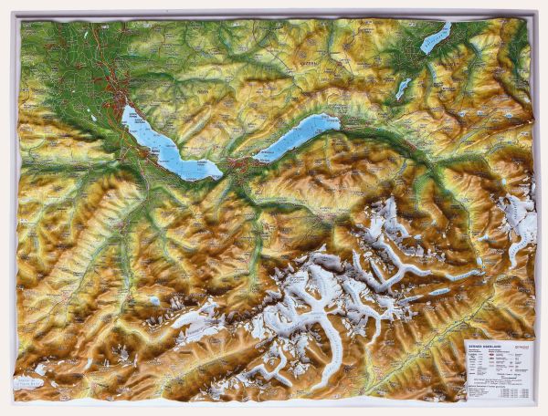 Berner Oberland als Reliefkarte ohne Rahmen
