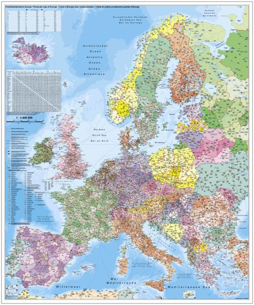 Postleitzahlenkarte von Europa