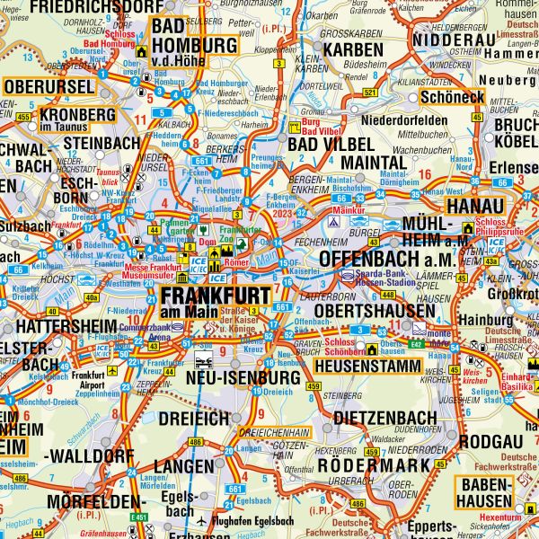 Auszug der Straßenkarte Hessen