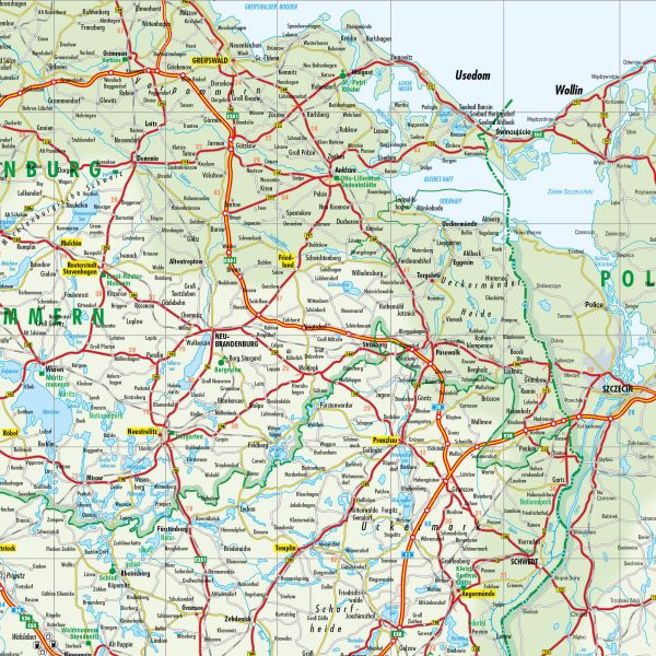 Detailausschnitt der Straßenkarte von Deutschland