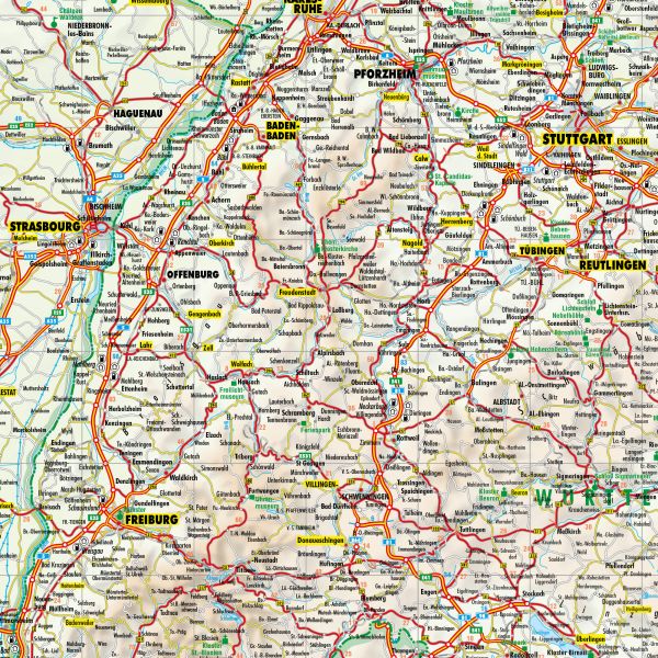 Detailausschnitt der Straßenkarte von Deutschland