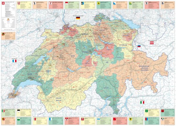 Die politische Verwaltungskarte der Schweiz