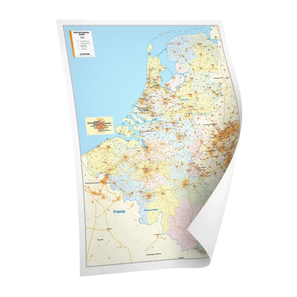 Postleitzahlenkarte von Belgien, Niederlande und Luxemburg