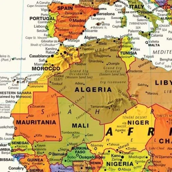 Detailansicht der Weltkarte Contemporary