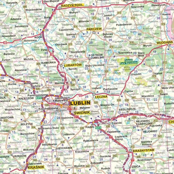 Detailansicht der Straßenkarte von Polen